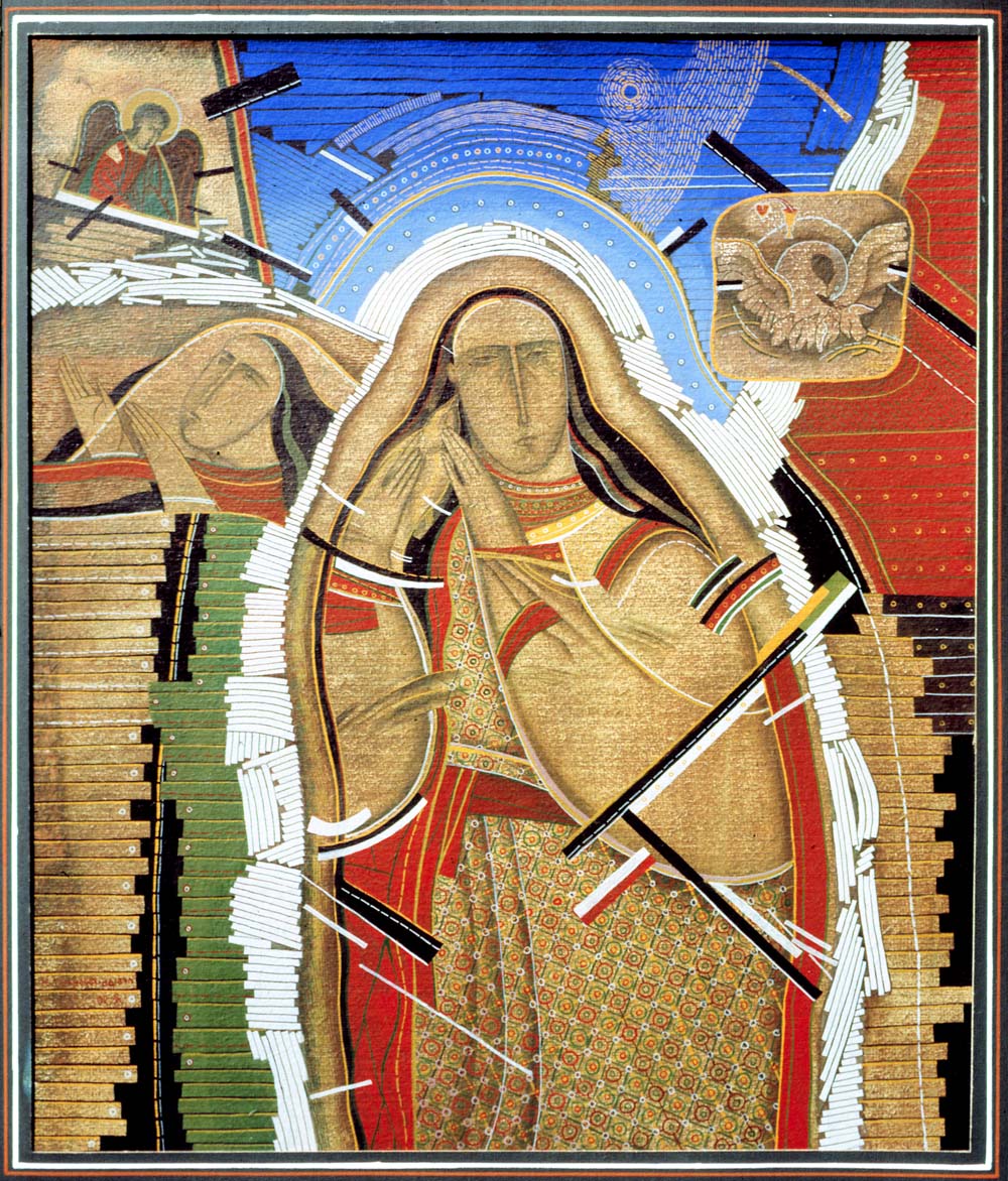 «Горобчиком хліба, синичкою солі». 1991. Картон, авторська техніка